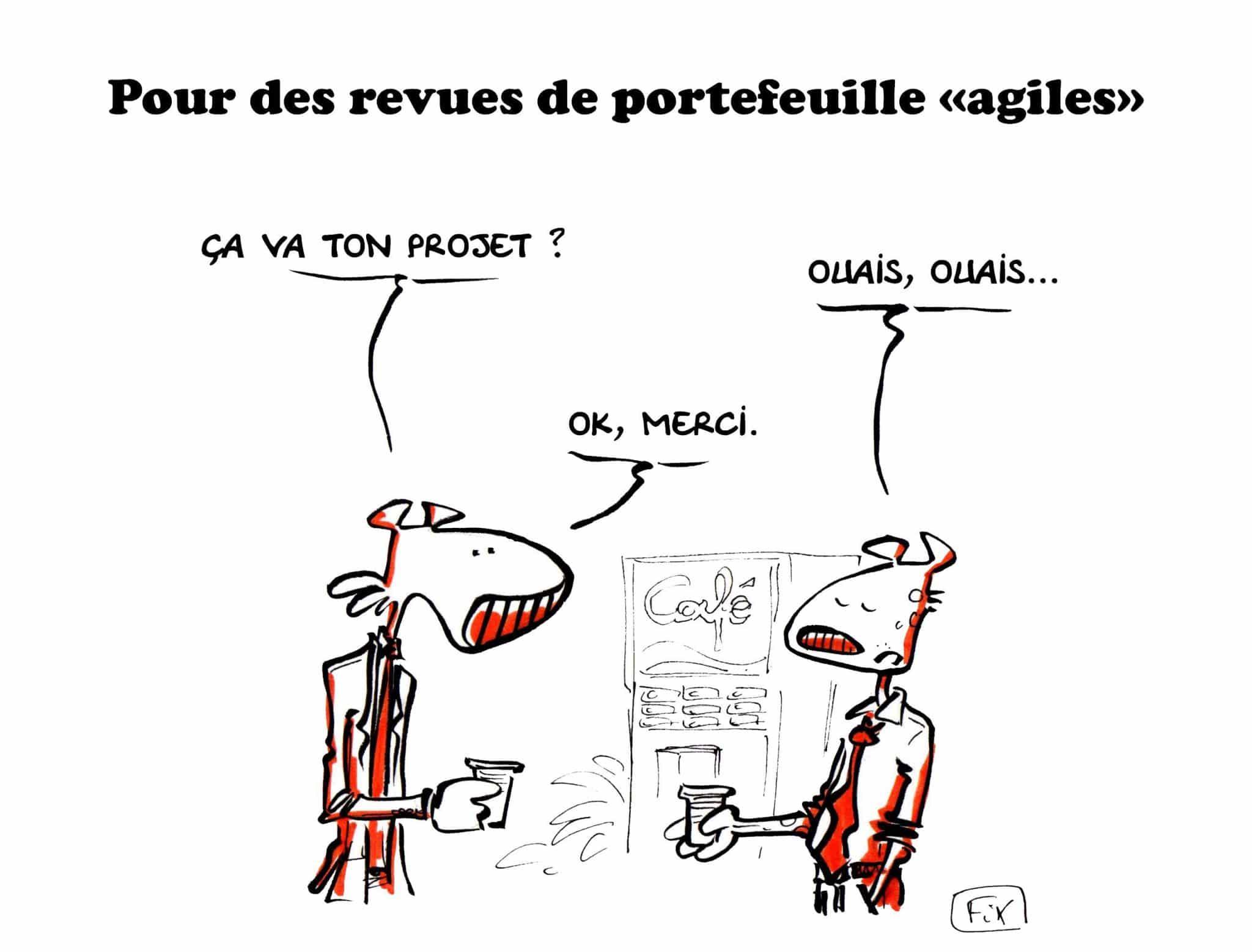 revue de portefeuille méthode agile caricature