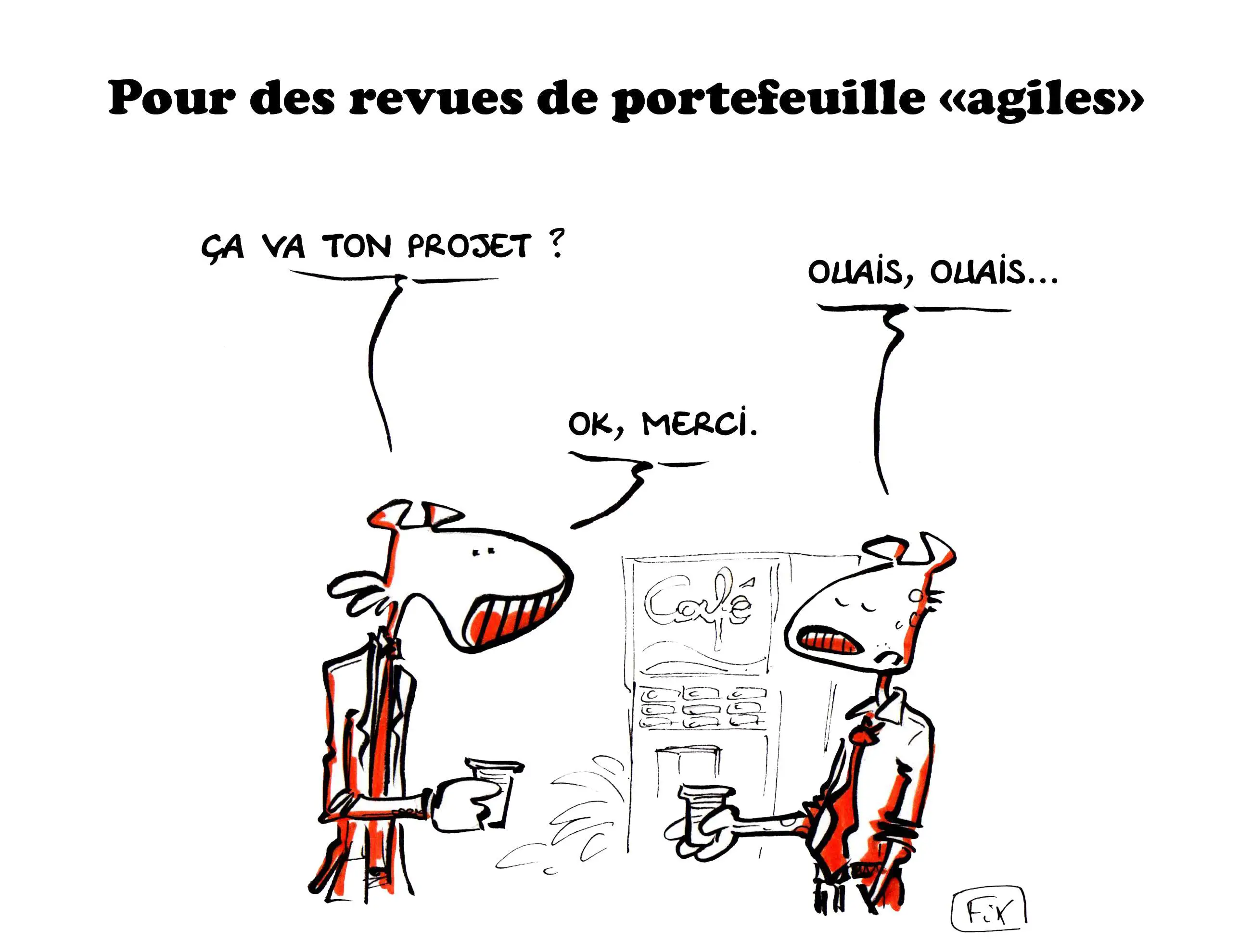 revue de portefeuille méthode agile caricature