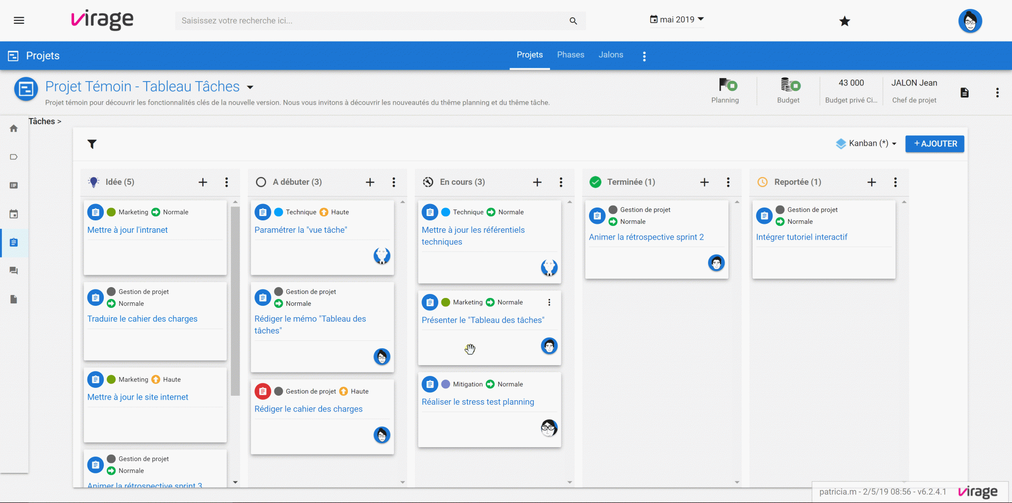 Tableau Kanban de votre outil PPM