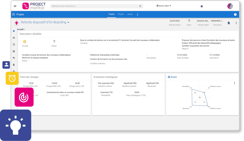 Gestion demandes projet project monitor