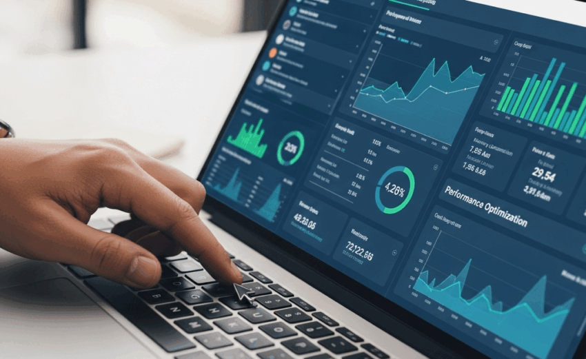 photo ordinateur avec indicateurs de performance