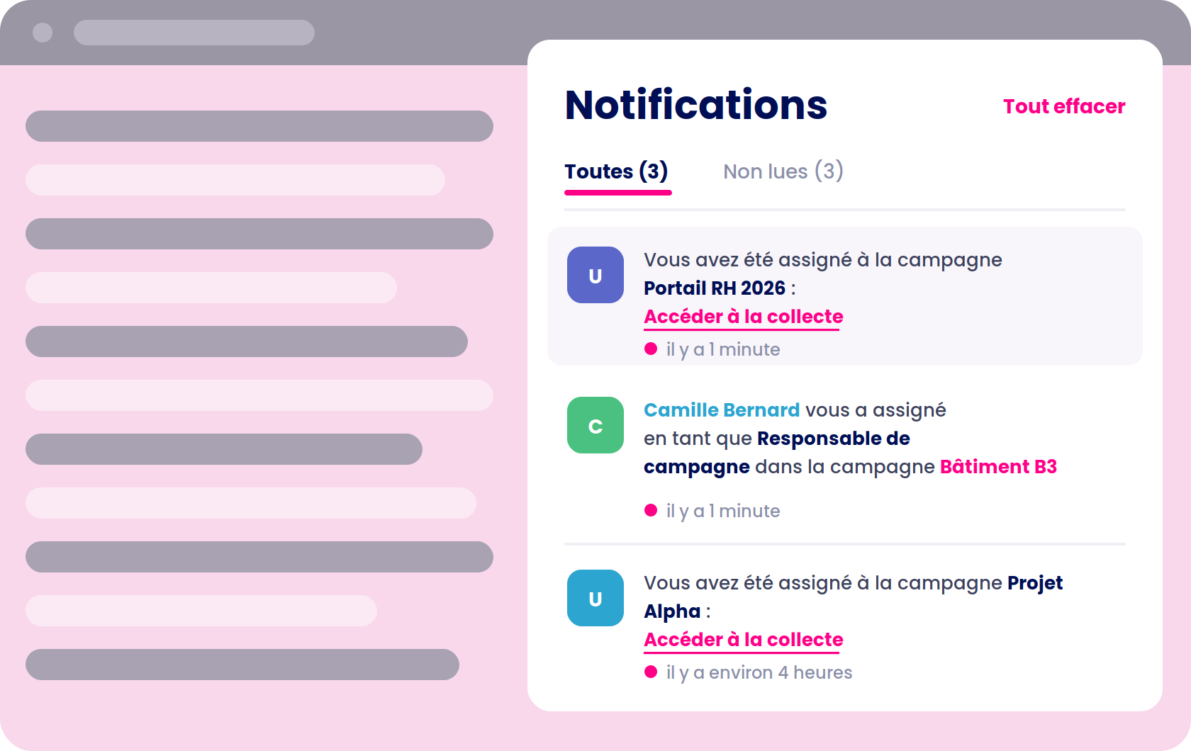 Logiciel de portefeuille de projets Project monitor pour gérer ses projets, schema des notifications du planning